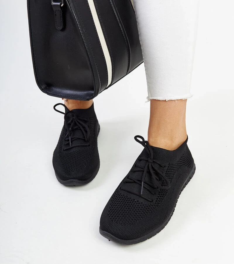 Sneakers negri din material Zahira