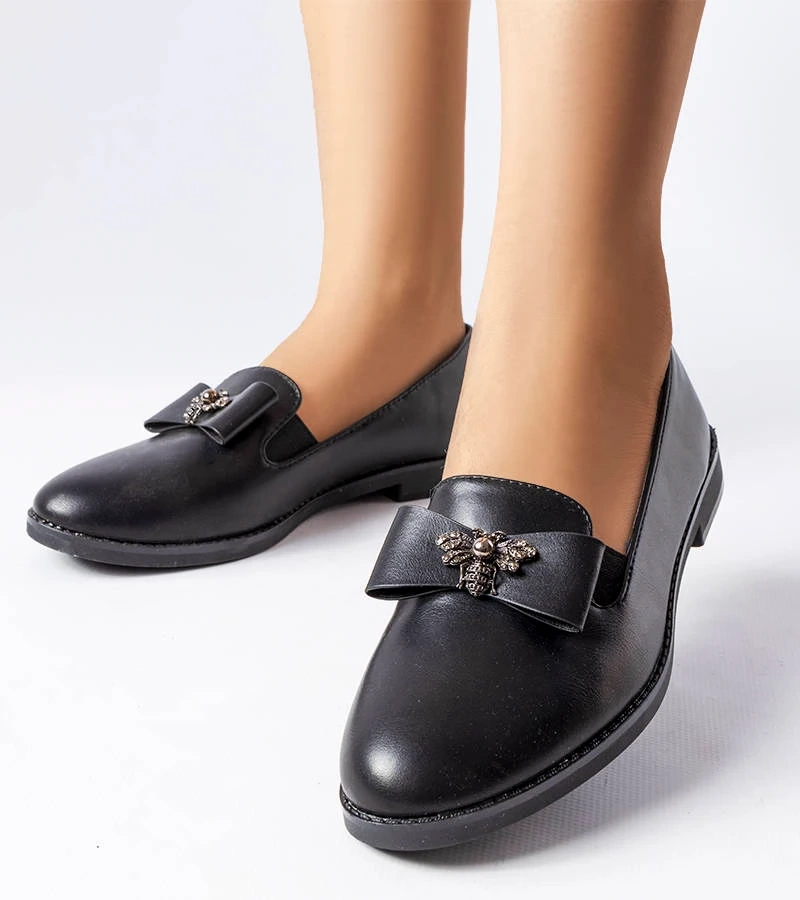 Mocasini decorativi negri Ila