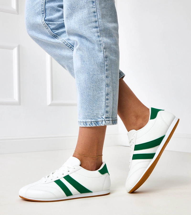 Adidași albi tip teniși cu inserție verde Mydland