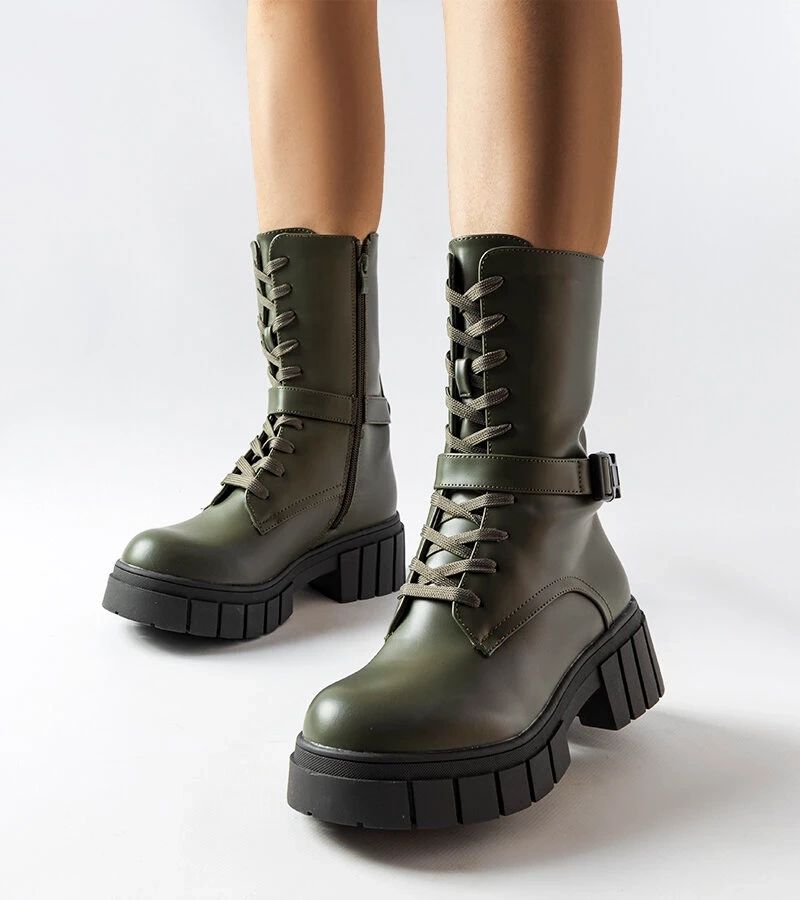 Cizme cu șiret verde închis - muncitori Rive