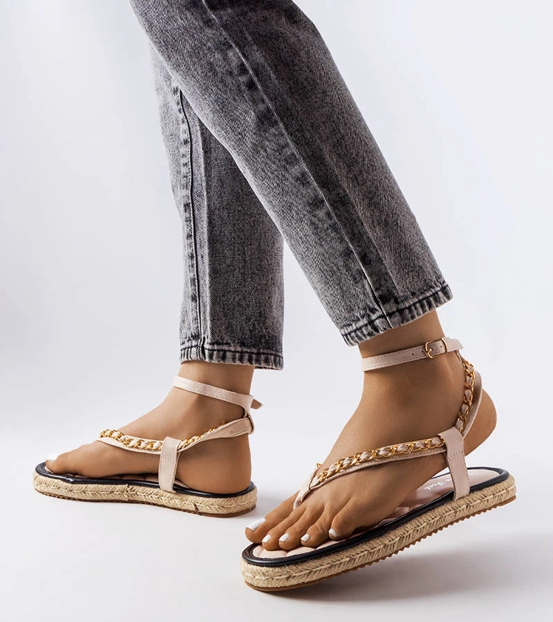 Varieur sandale bej cu lanț înfrumusețat