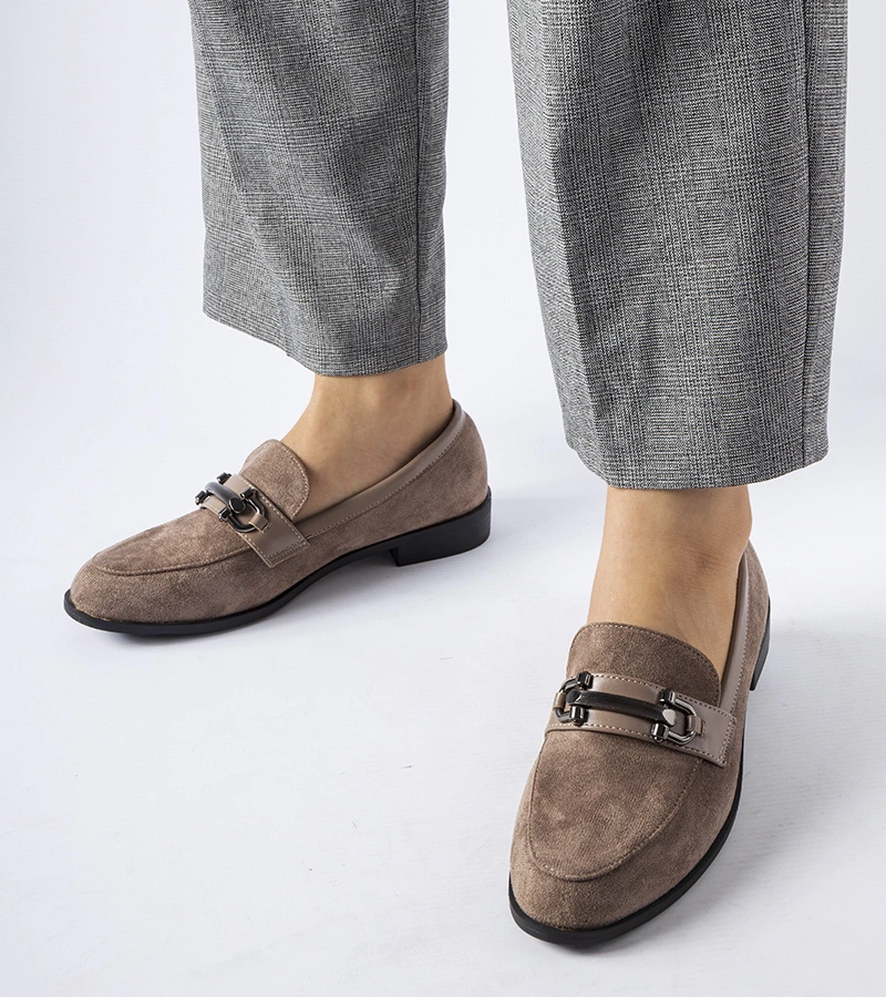 Mocasini maro cu cataramă din piele ecologică Tavernelle