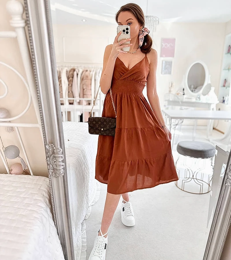 Rochie evazată maro de Yvon