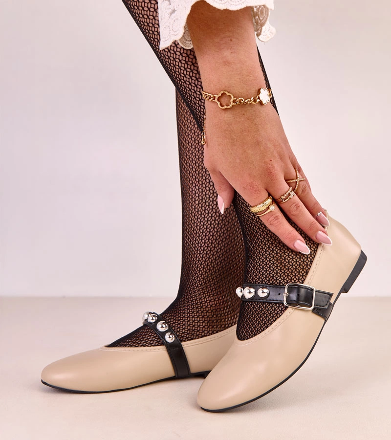 Balerini bej cu cataramă decorată Faira