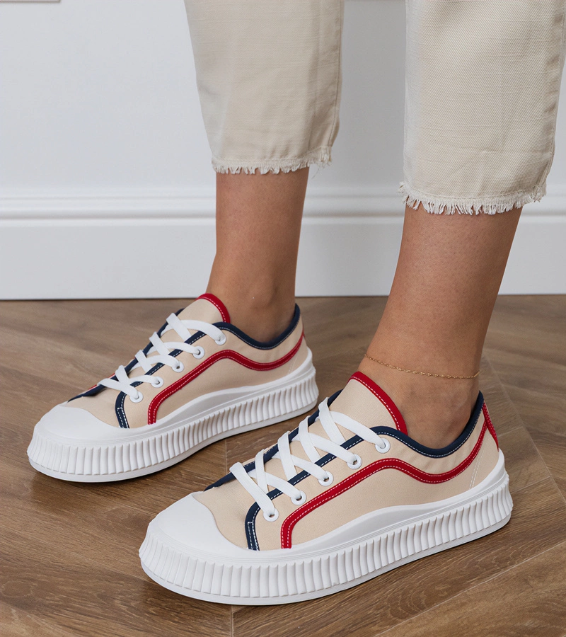 Teniși bej pentru femei pe platformă Salis