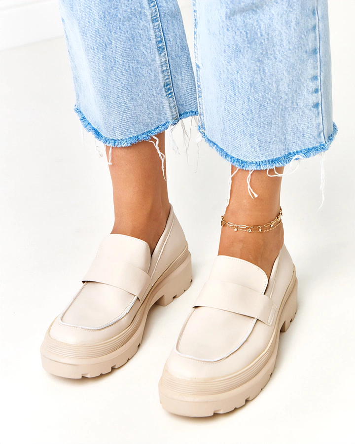 Mocasini bej din piele ecologică Seraphin