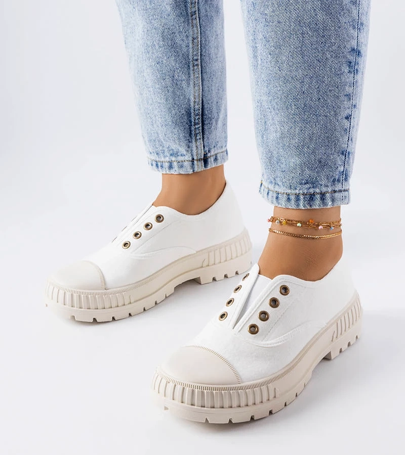 Pantofi de sport Walton albi cu talpă de cauciuc