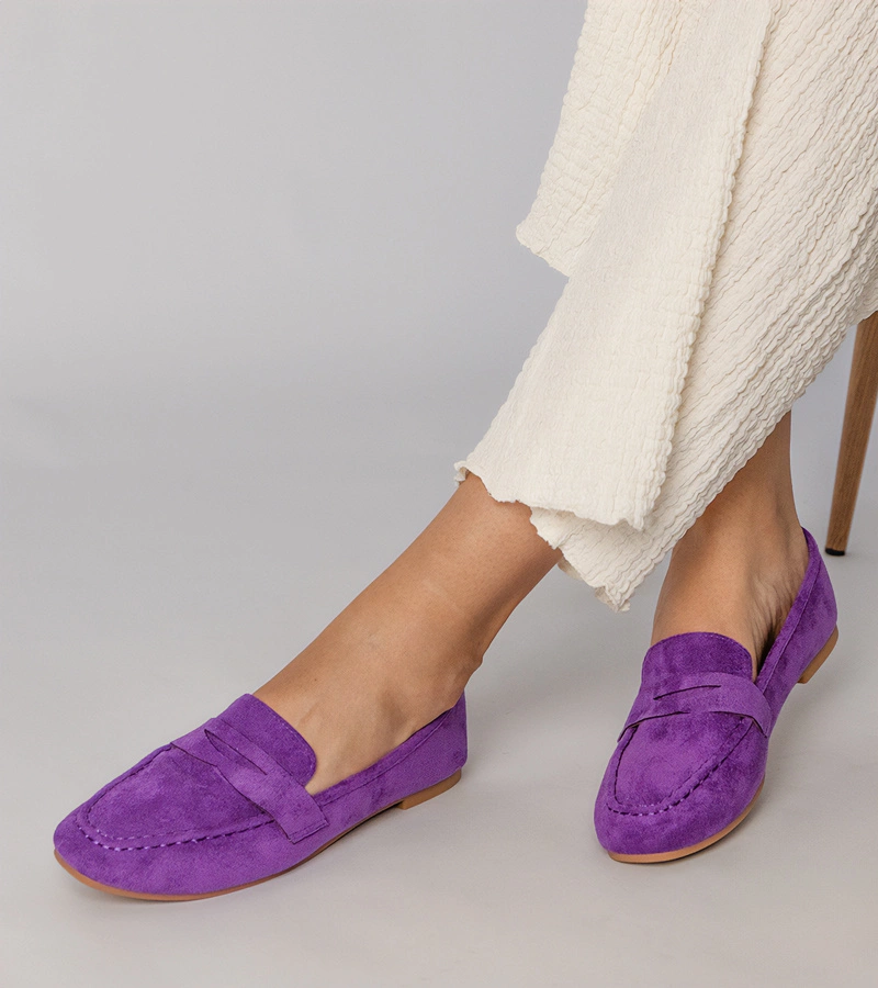 Mocasini eleganți violet din piele ecologică Palmarina