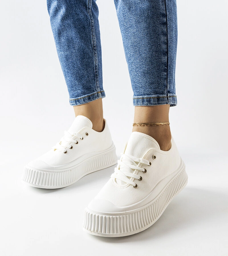 Pantofi de sport cu talpă groasă Wallace de culoare albă