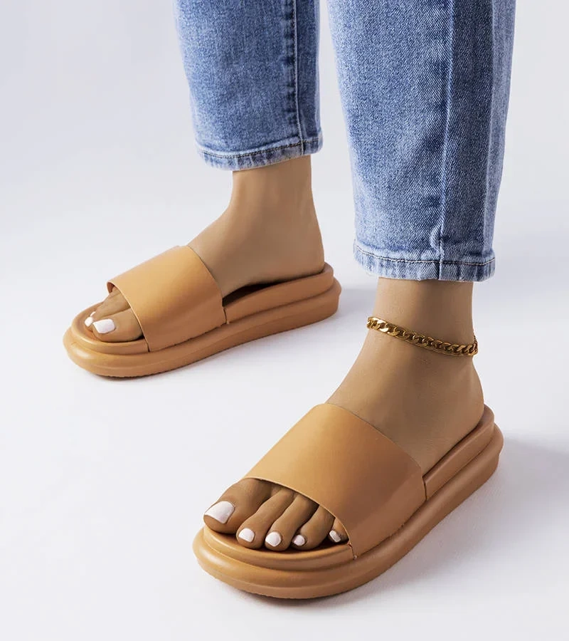 Șlapi cu platformă Paquette maro