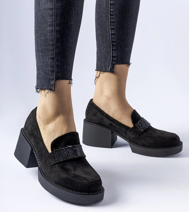 Pantofi negri cu toc gros Harrisburg