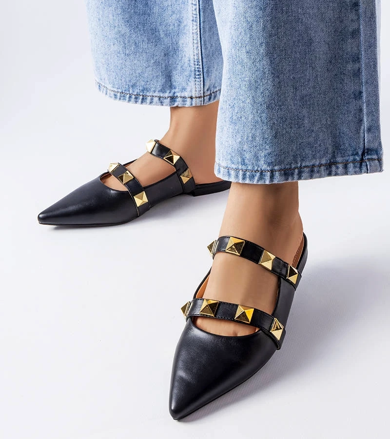 Șlapi negri cu vârf ascuțit Ruckman