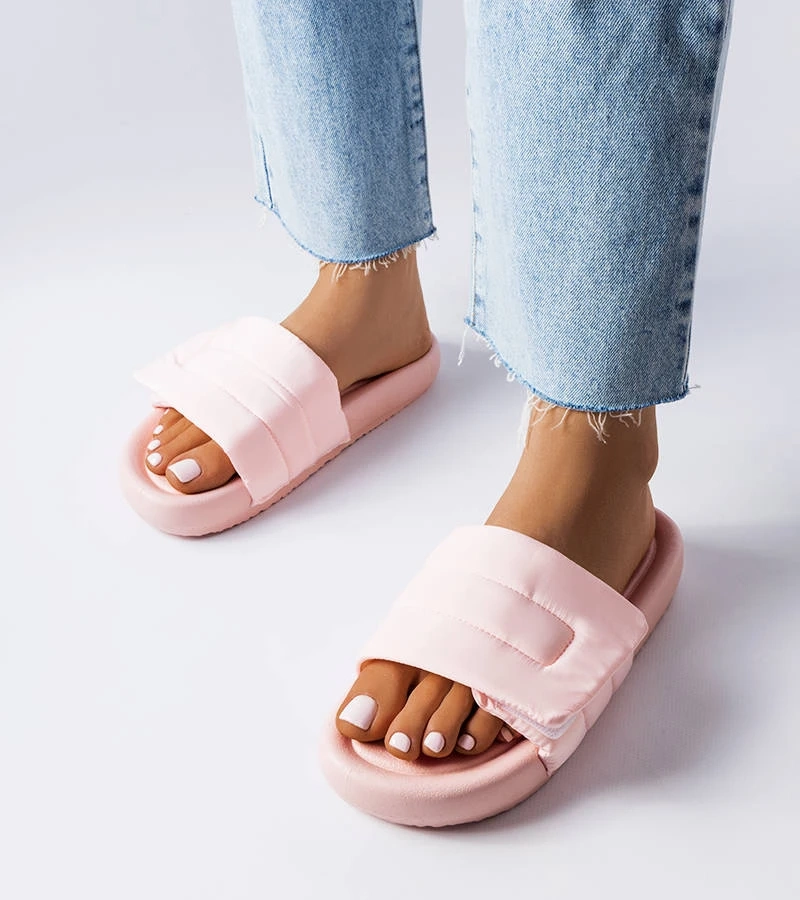 Șlapi Aleron roz cu velcro