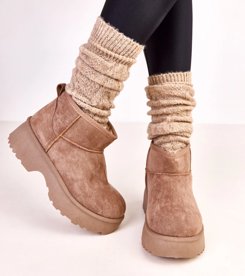 Joshua ghete de zăpadă joase bej închis din piele ecologică întoarsă