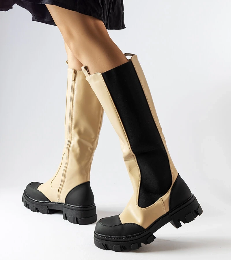 Cizme înalte bej de Pasquale