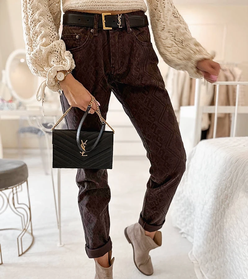 Pantaloni maro închis cu centură Pelchat