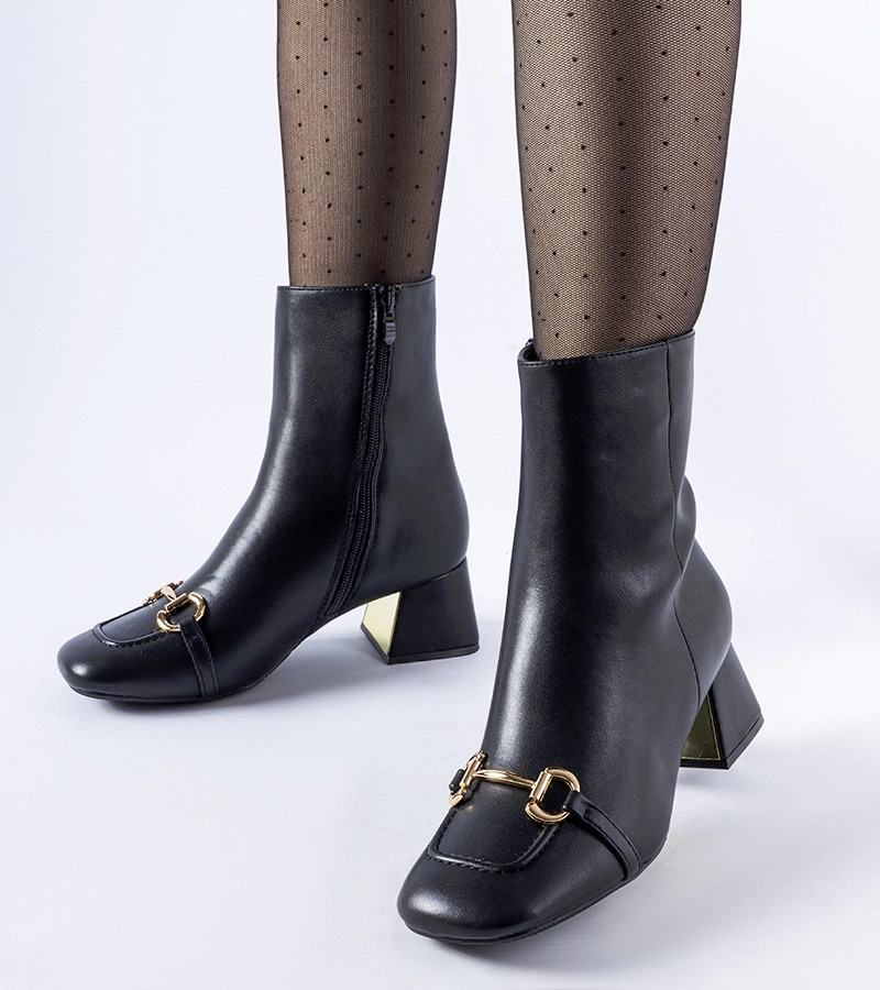 Botine negre cu toc Cheney 1063 BLACK