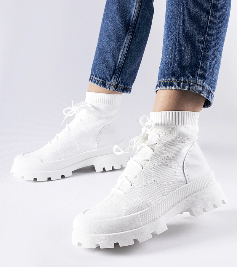 Sneakersi înalți albi Éric