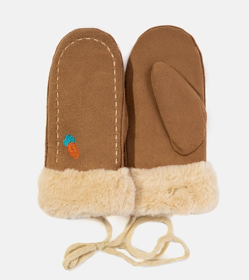 Mănuși maro pentru copii Morcov