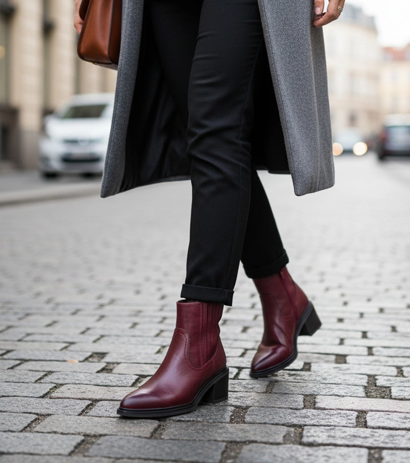 Botine visinii cu toc și inserție elastică Sesie