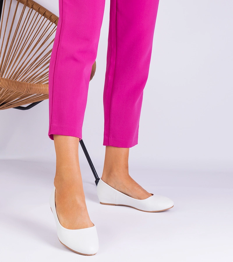 Balerini albi cu platformă ascunsă din piele ecologică Savelia