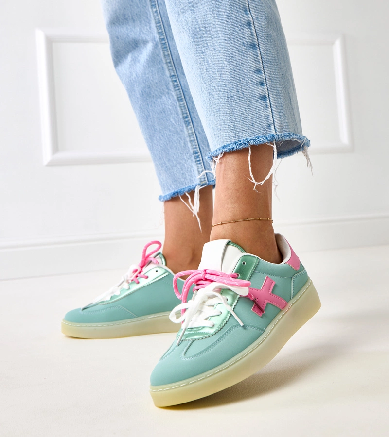 Adidași turcoaz pe platformă cu inserție roz Eriksen