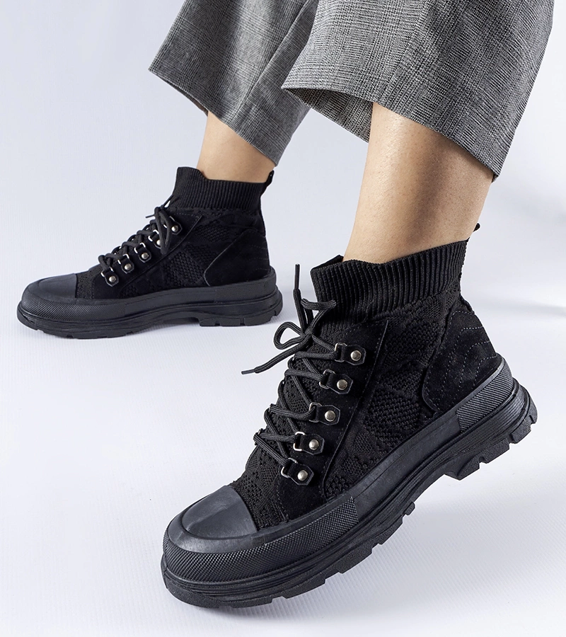 Adidași înalți din material negru Casalma