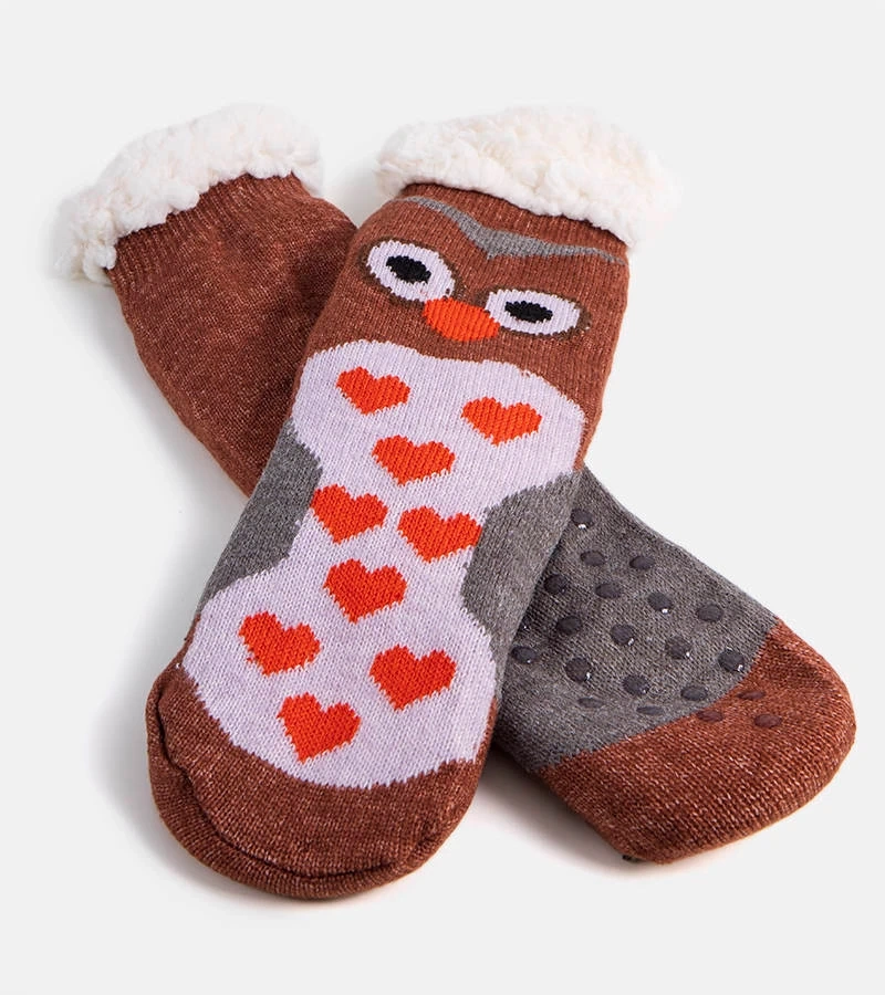 Șosete maro cu piele de oaie Lotis