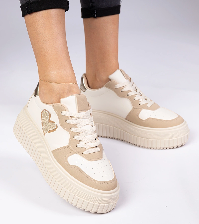 Adidași maro de damă cu inimioară sclipitoare Laira