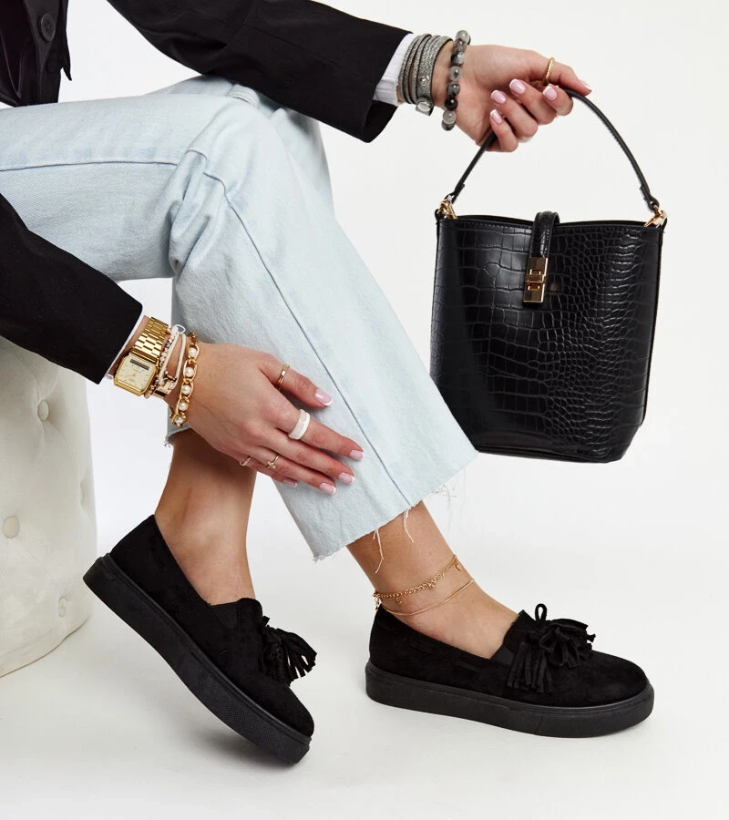 Pantofi negri cu ciucuri Adaldrid