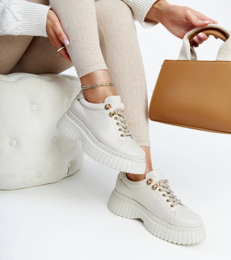 Sneakers de piele bej deschis Karino
