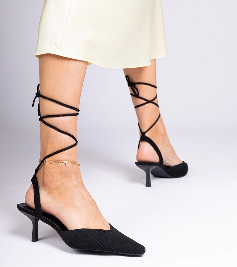 Palman pantofi decupați din material cu toc cui