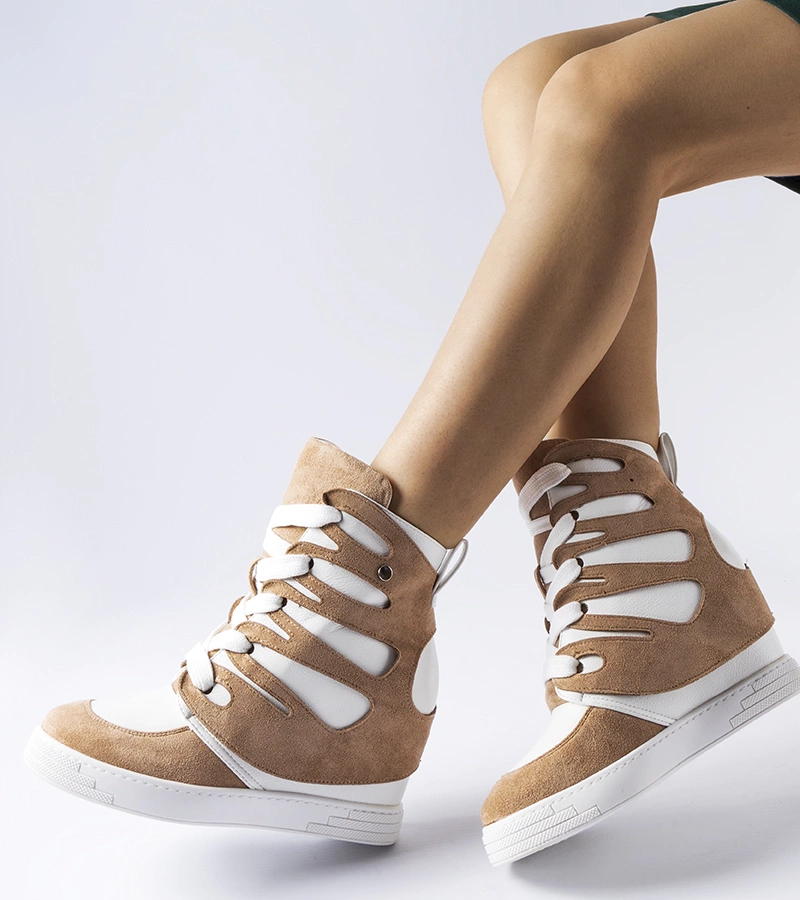 Sneakersi cu platformă Pantaleone alb-bej