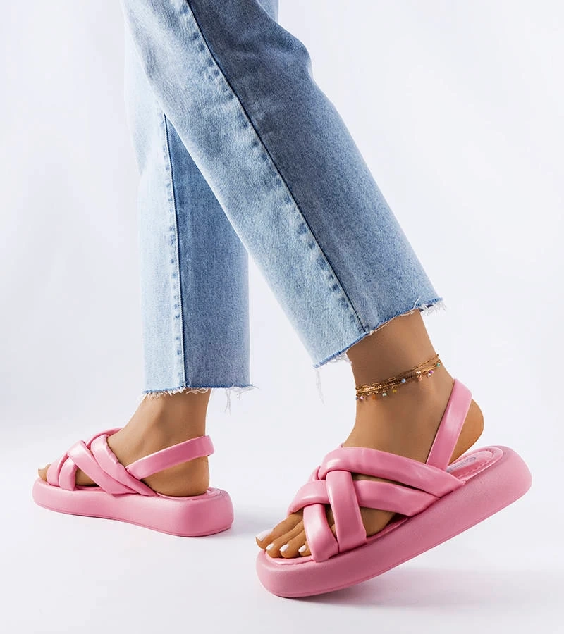 Șlapi cu platformă roz Primeau