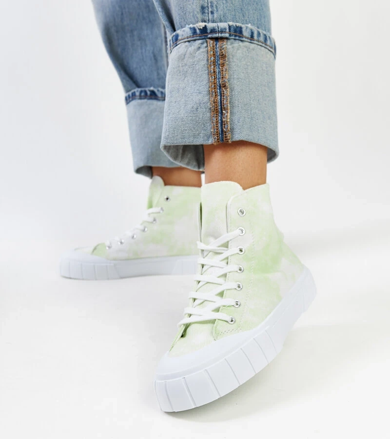 Teniși înalți de material verde deschis Raissa