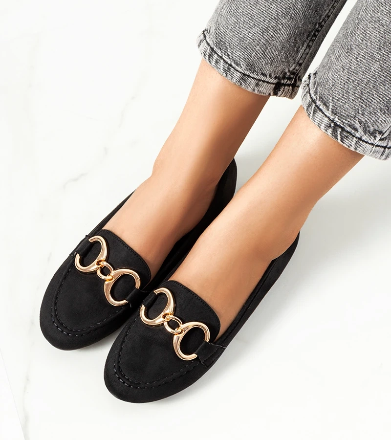 Mocasini negri cu cataramă Castor