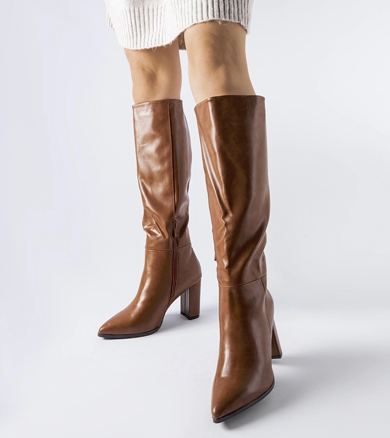 Cizme maro cu toc Glassboro