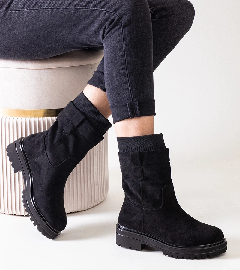 Botine negre cu șosetă Ralia.