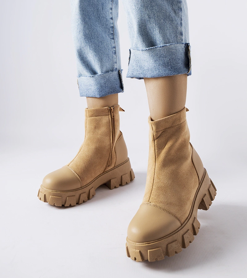 Milo bej eco-suede eco-suede cu banda de rulare pentru bagaje