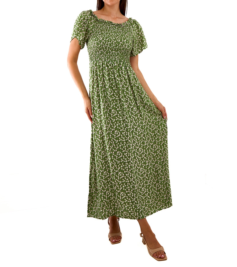 Rochie maxi verde cu flori mici de Hajden