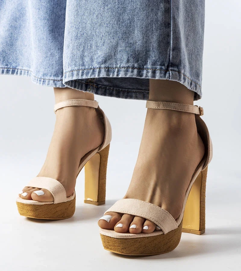 Sandale cu toc înalt Selsa bej