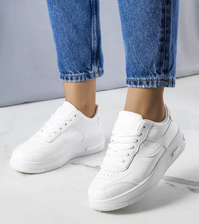 Adidași albi cu talpă groasă Kim