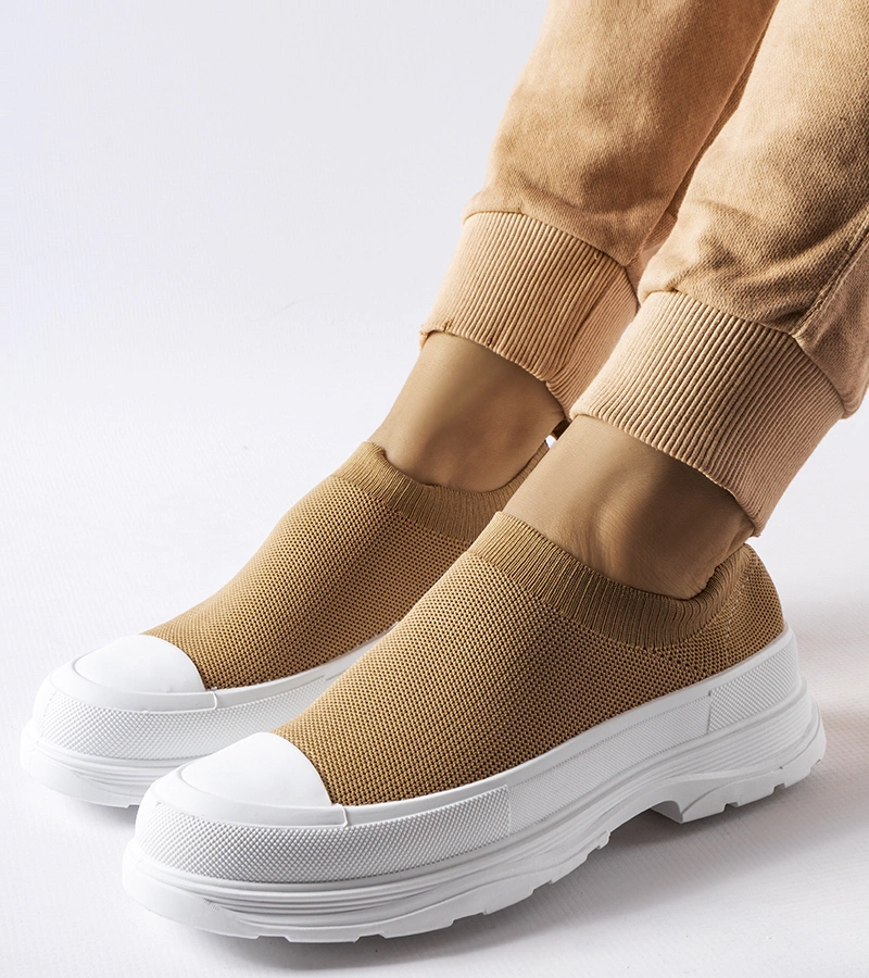 Pantofi sport slip-on maro cu platformă Baratili