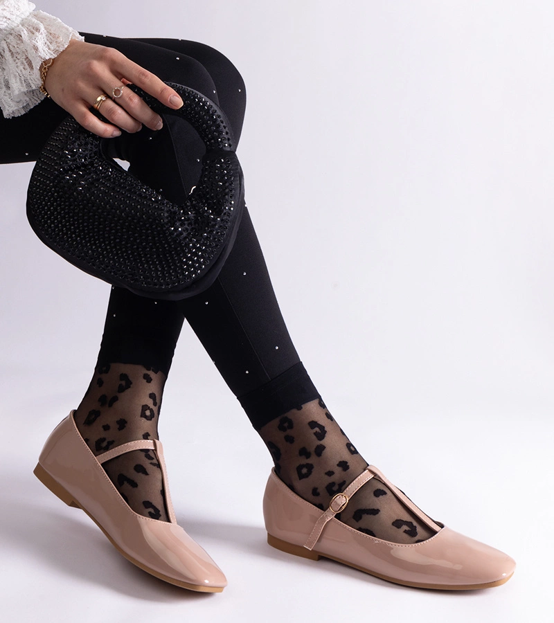 Balerini lăcuiți bej cu bareta Marseille