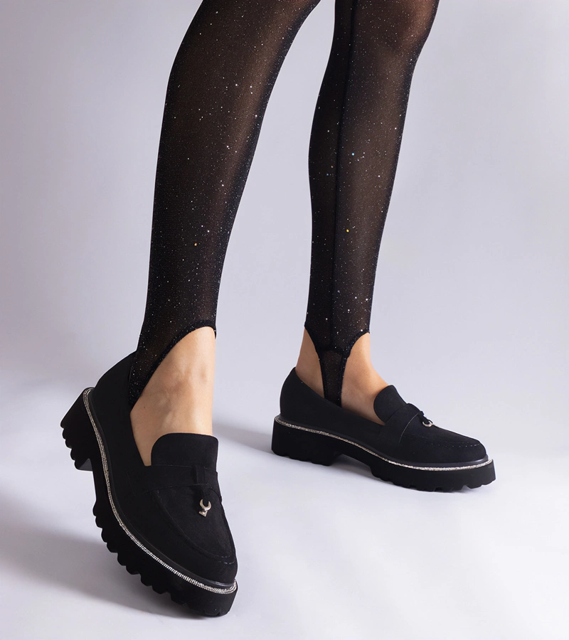 Mocasini negri din piele întoarsă Henley