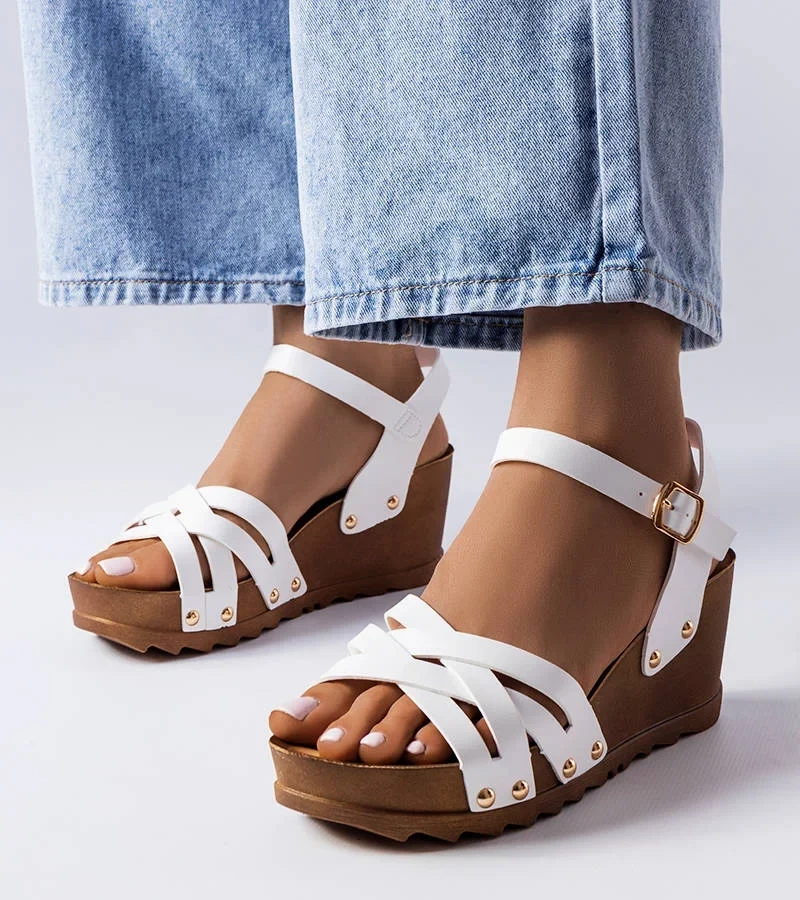 Sandale cu toc cu platformă Audric alb