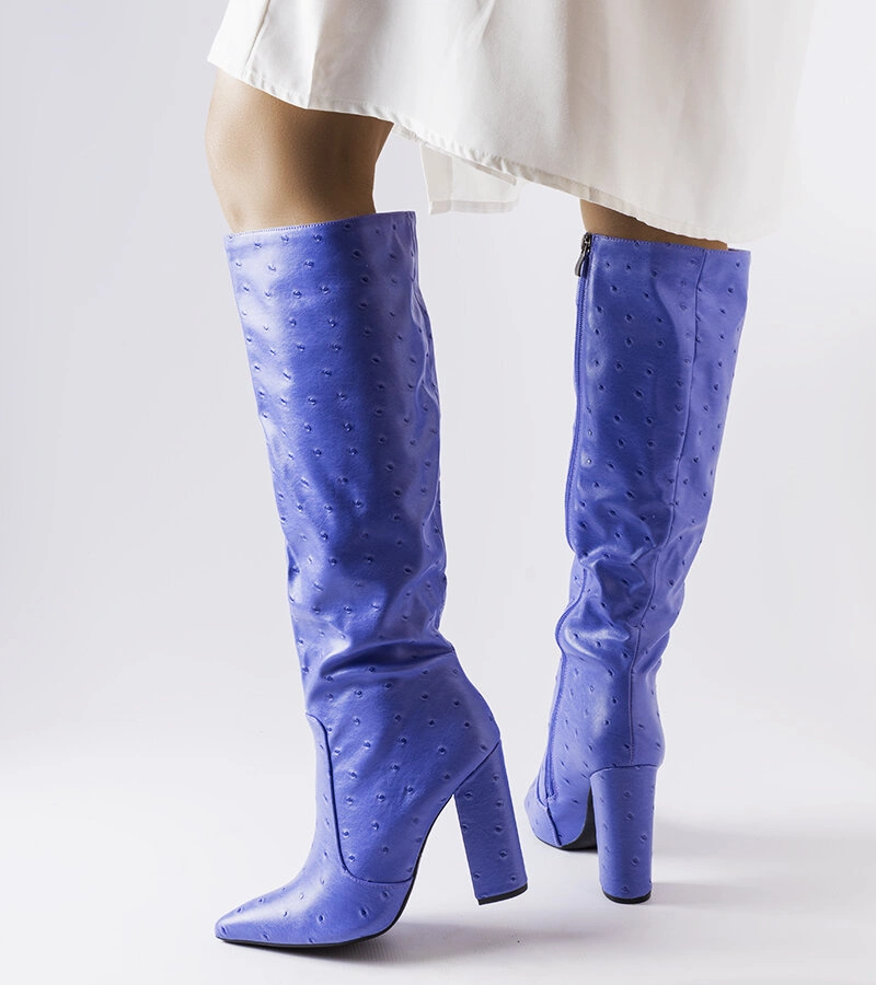 Cizme albastre în relief cu post Delfina