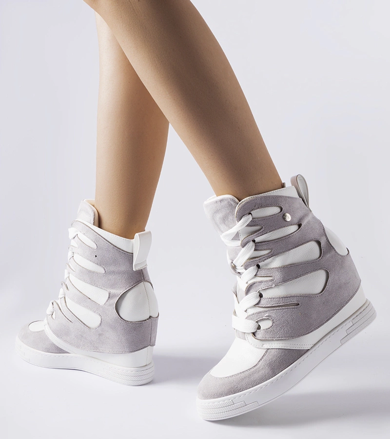 Sneakersi cu platformă Pantaleone alb-gri