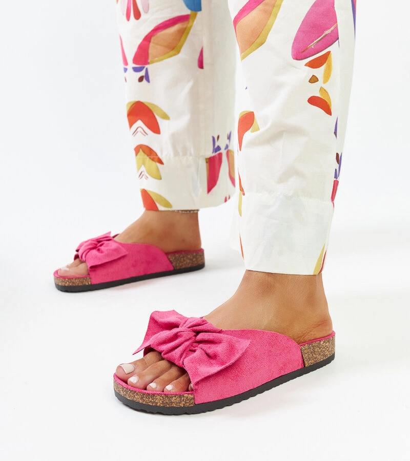 Pantofi de casă roz închis pe talpă de plută Aamu