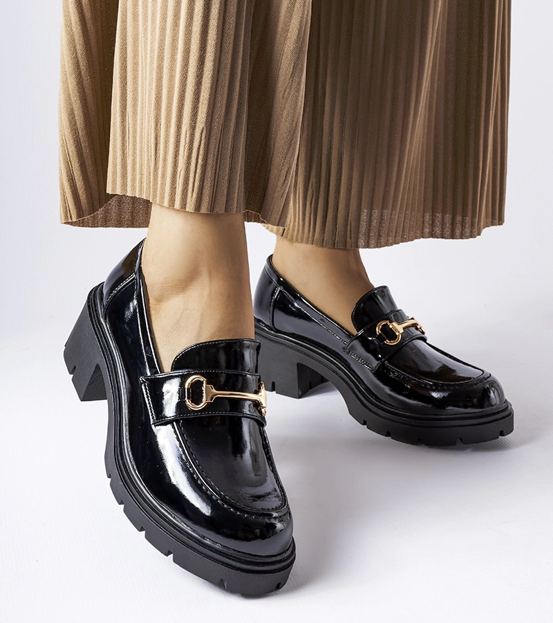 Pantofi cu toc Fabrizio lăcuită neagră